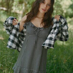 American Eagle Plaid Ruffle Mini Dress Size S